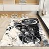 Large Vintage Motorcycle Rug Industrial Style Biker Print Floor Mat Graffiti Decor Chopper Art Runner for Home Living