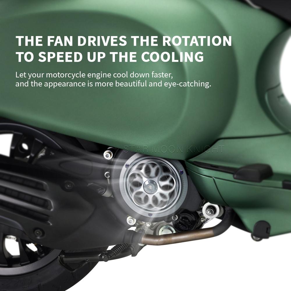 Pro Vespa Sprint Primavera 150 125 2013 2014 2015 2016- Motocykl CNC hliníkový otočný kryt chladicího ventilátoru Kryt chladiče motoru