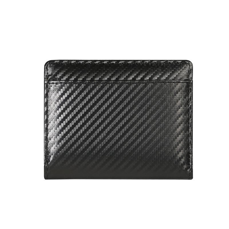Men Carbon Fiber Wallet RFID Blocking Short Bifold Wallet Zipper Coin Pocket Card Holder Slim ID Window