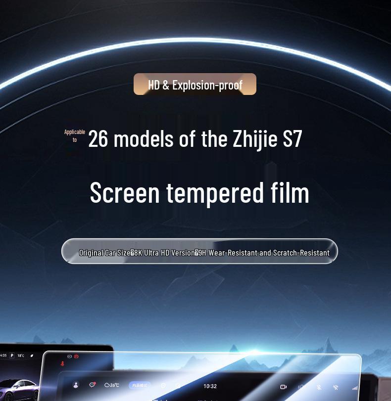 Tempered Glass Screen Protector for Luxeed S7/R7 (26 Models) - Navigation Screen Interior Upgrade.