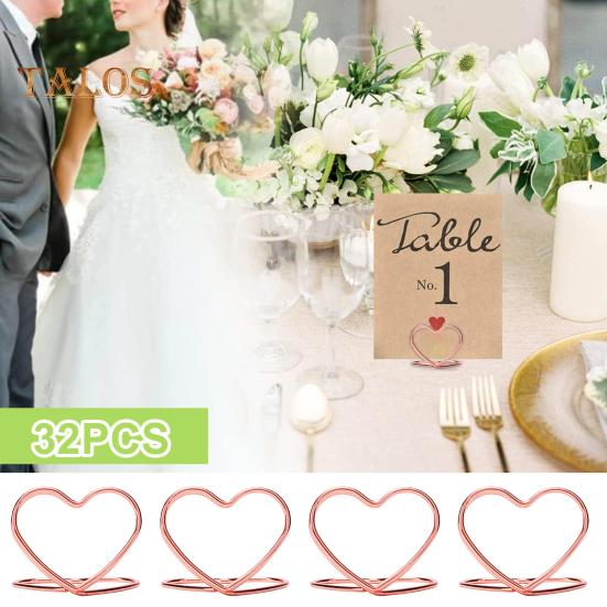 

Держатель для карт в форме сердца, 32 шт./компл., металлический настольный многофункциональный мини-фото-изображение, меню, памятка, номер стола, дисплей, зажим-органайзер, подставка, товары для дома