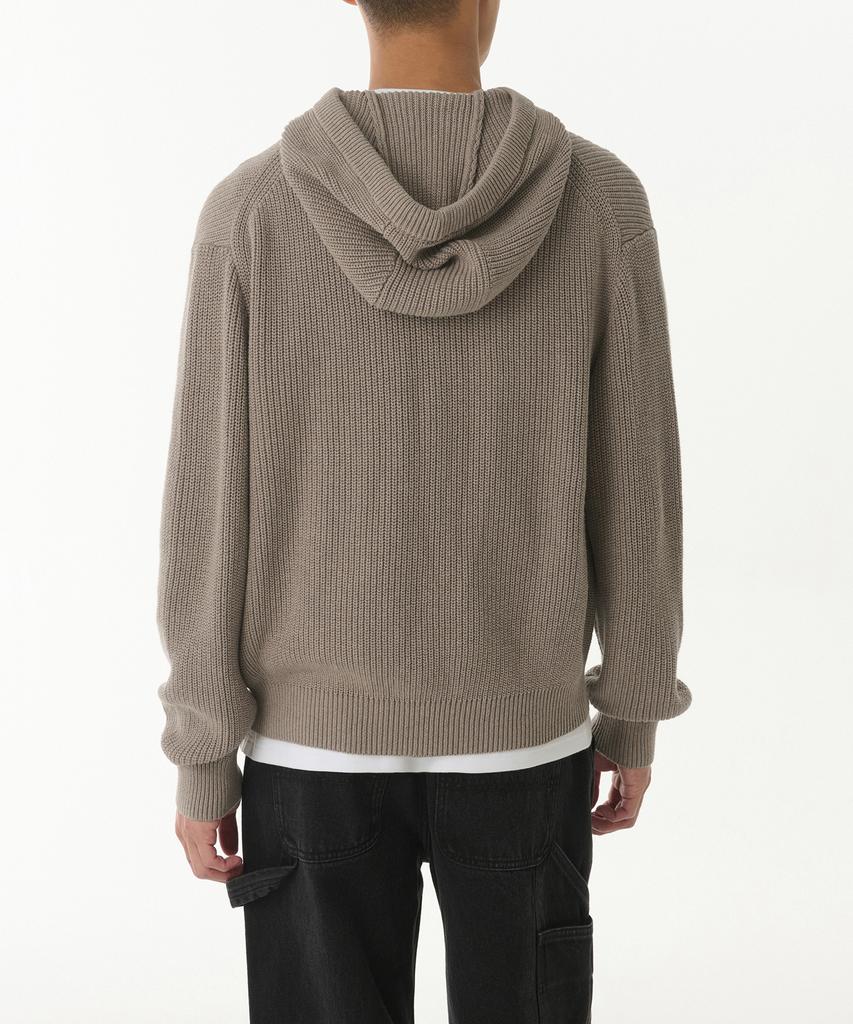 MUSINSA STANDARD Ribbed Knit Hooded Zip-Up [Heather Beige]