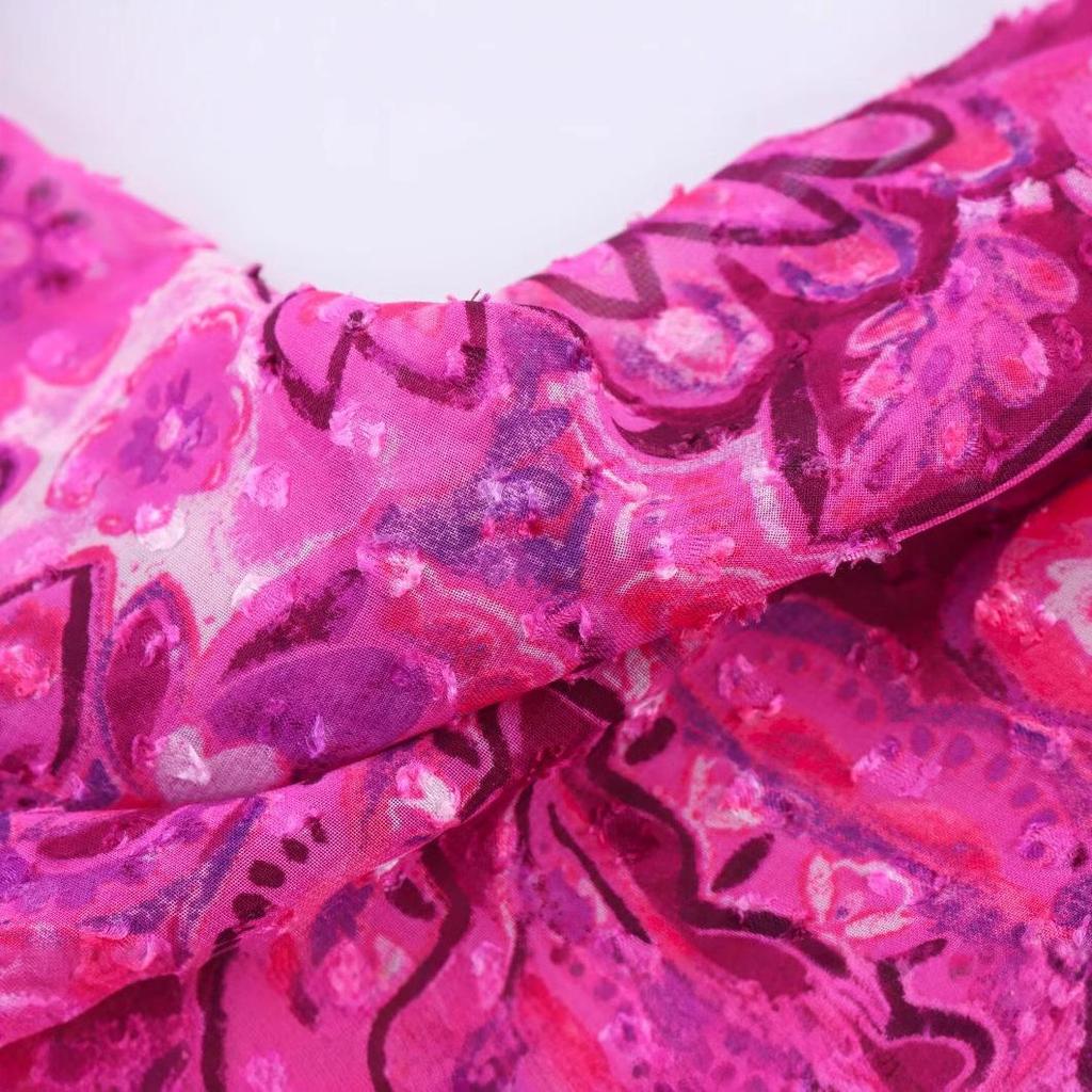 European & American Women's Summer 2025 Backless Patchwork Ruffle Hem Midi Dress with Spaghetti Straps