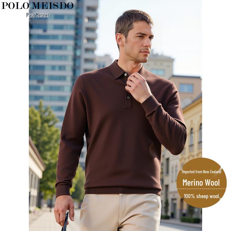 

Мужской трикотажный свитер-поло с высоким воротником POLOMEISDO из 100% мериносовой шерсти XL