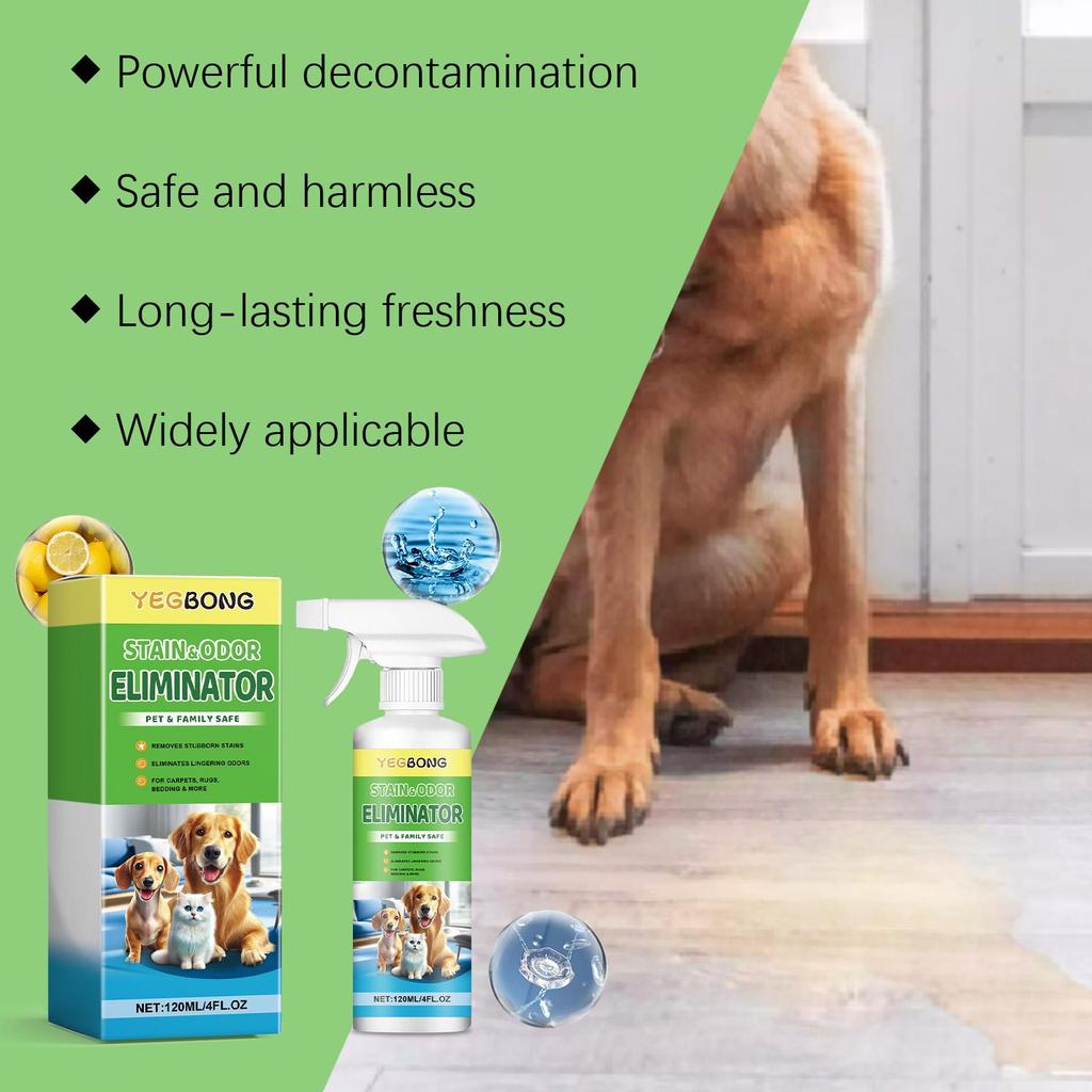 Yegbong Pet Stain Remover for Cats and Dogs - Cleans Pet Stains, Urine, Food Grease, Pet Mucus, and Saliva, 120ml