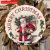 2d Flat 20*20cm, Christmas Home Decoration, Merry Christmas, Wooden Circular Sign of Santa Claus, Creative Decorative Signs, For, Kitchen, Garden