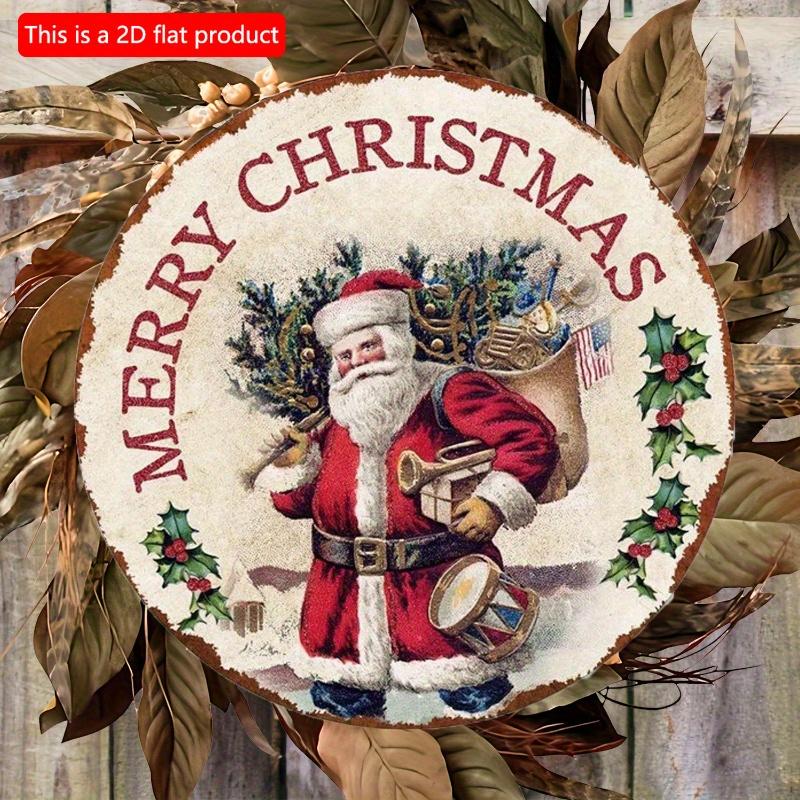 Płaski 2D 20*20cm, Dekoracja Świąteczna do Domu, Wesołych Świąt, Drewniany Okrągły Znak Świętego Mikołaja, Kreatywne Znaki Dekoracyjne, dla, Kuchni, Ogrodu