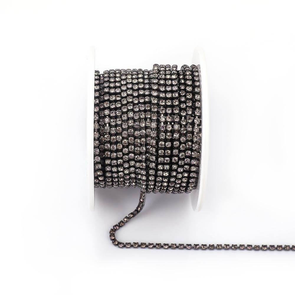 Electroplated Glass Rhinestone Single Row Claw Chain for DIY Costume Accessories