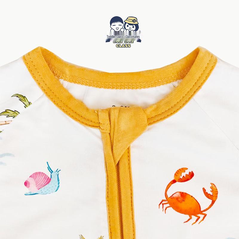 Bamboo Fiber Baby Romper with All-Over Print - Long Sleeve Onesie