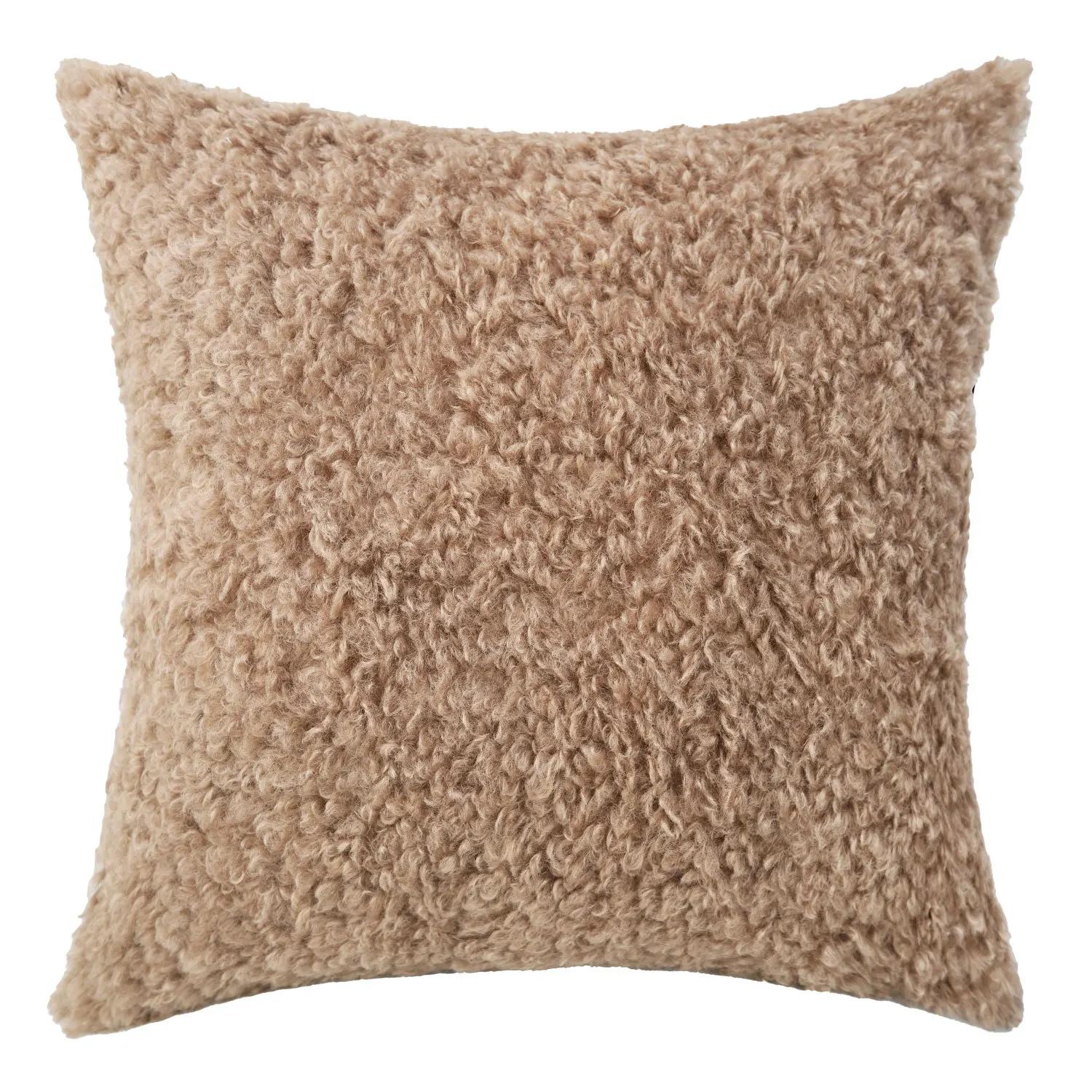 Zachte Knusse Teddy Kunstbont Kussenhoes, Pluche Kussenhoes voor Bank, Woonkamer Decoratief, Scandinavische Woondecoratie 45*45CM 45X45CM brown