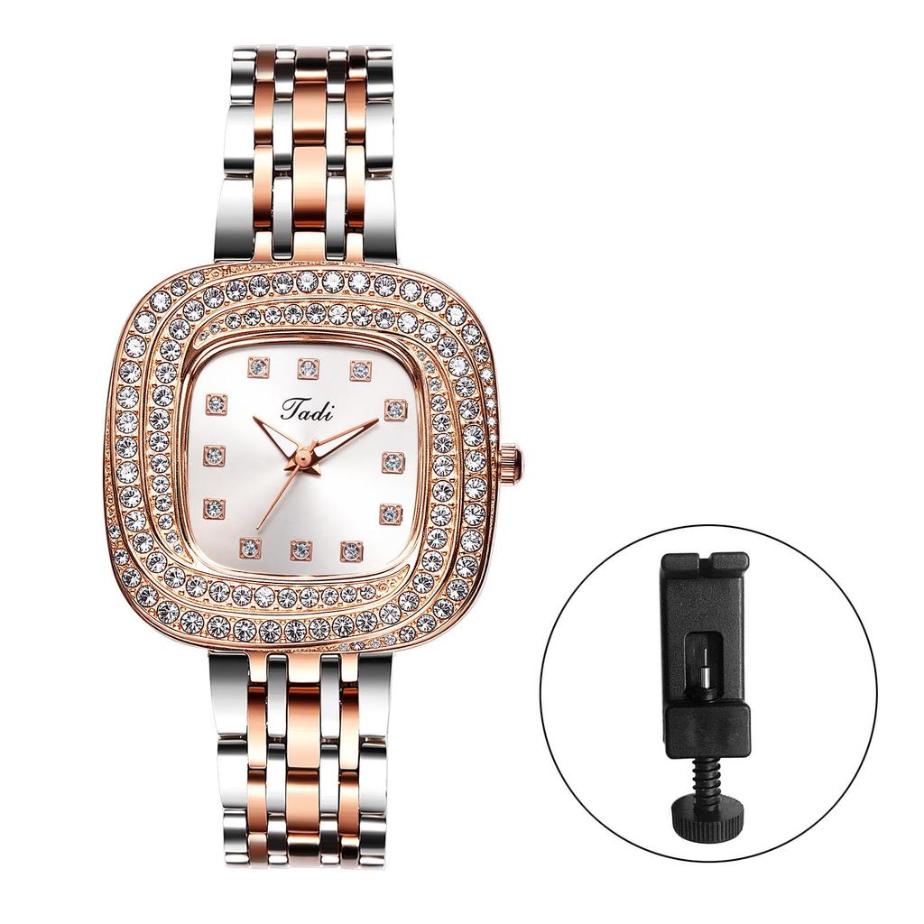 Square Watch for Women with Sparkling Analog Stainless Quartz Fashion Accessories Present Diamonds Display, Waterproof, Cute, Stylish, Steel, Watch,