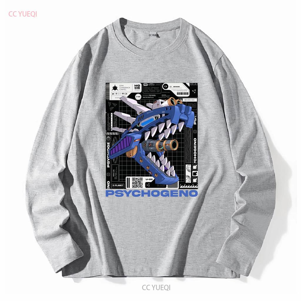 Psychogeno T shirt Zoid Geno Series Saurer Anime Zoids Dinosaurs mecha vintage Washed Top For Everyday Wear Slightly Stretched
