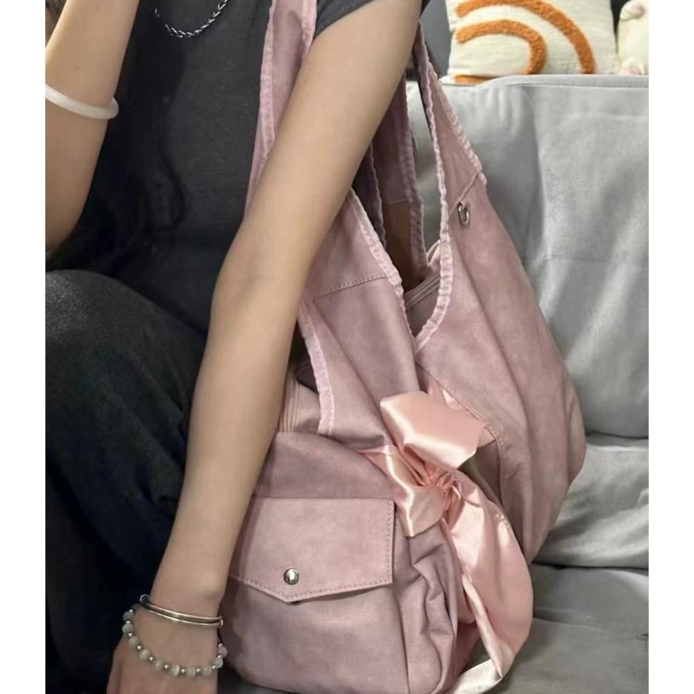 Сумка Harajuku великої місткості Жіноча сумка Fairycore Aesthetic Bow Chic Grey Handbag Жіноча вінтажна мила сумка через плече