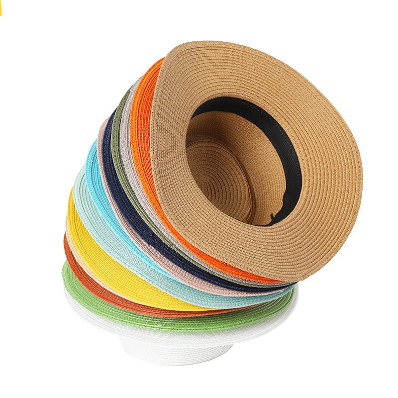 Spring and Summer Simple Ring Top Straw Hat Men and Women Sun Protection Sunshade Outdoor Travel Beach Straw Hat Sun Hat