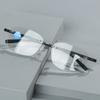 Frameless Fashion Reading Glasses Men'S Progressive Multi-Focus Far And Near Anti-Blue Reading Glasses