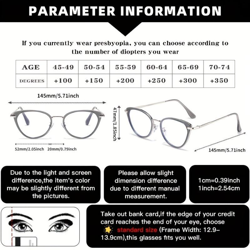 2PCS New Cat Eye Metal Frame Reading Glasses Suitable for Daily Office Use by Men and Women