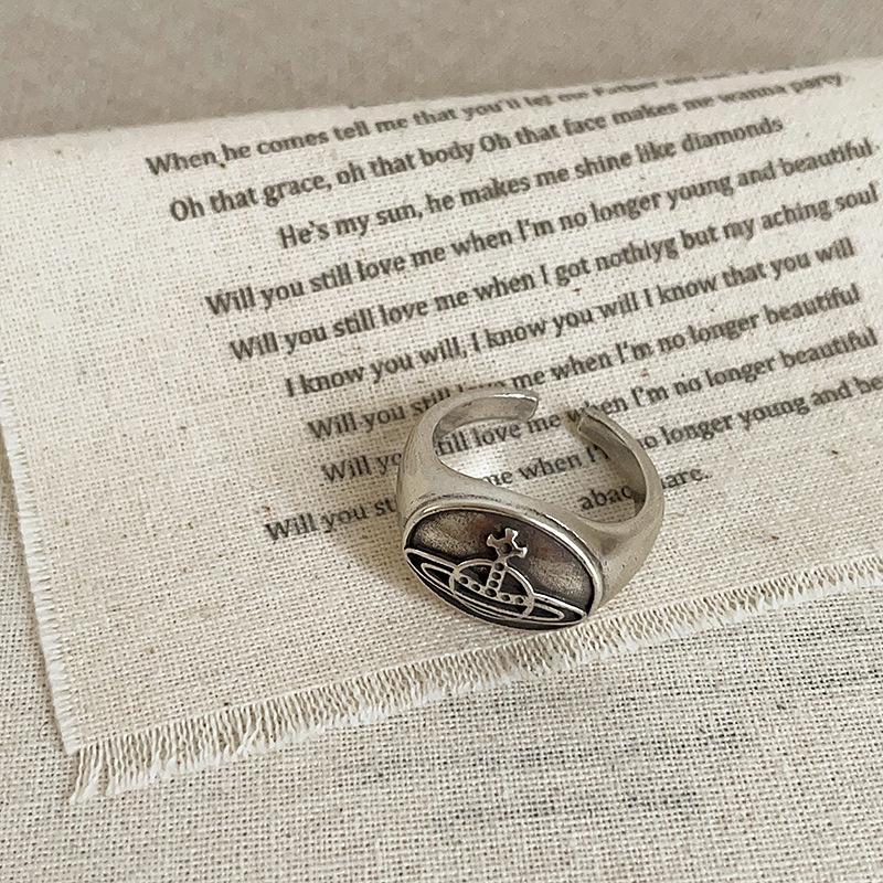 

Винтажное состаренное овальное металлическое кольцо с планетой: Уникальный модный аксессуар высокого класса для женщин