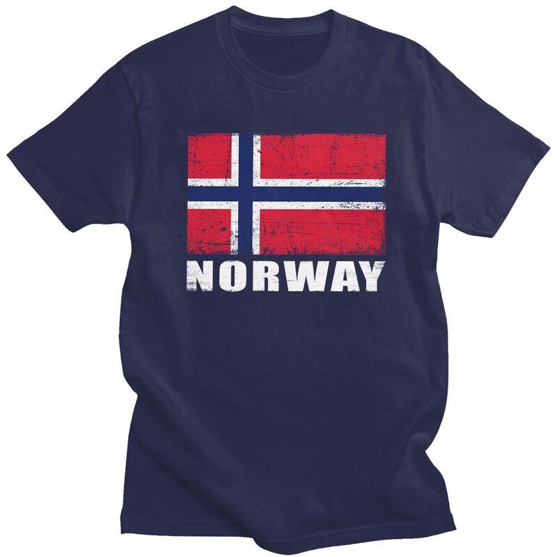 Custom Norway Flag T Shirts for Men 100 Cotton Tees Tshirts Short Sleeve Casual Tshirt Clothing