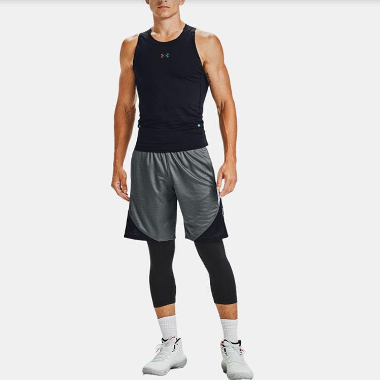 Under Armour Color Block Running Training Shorts Men Shorts Black 1356870-012