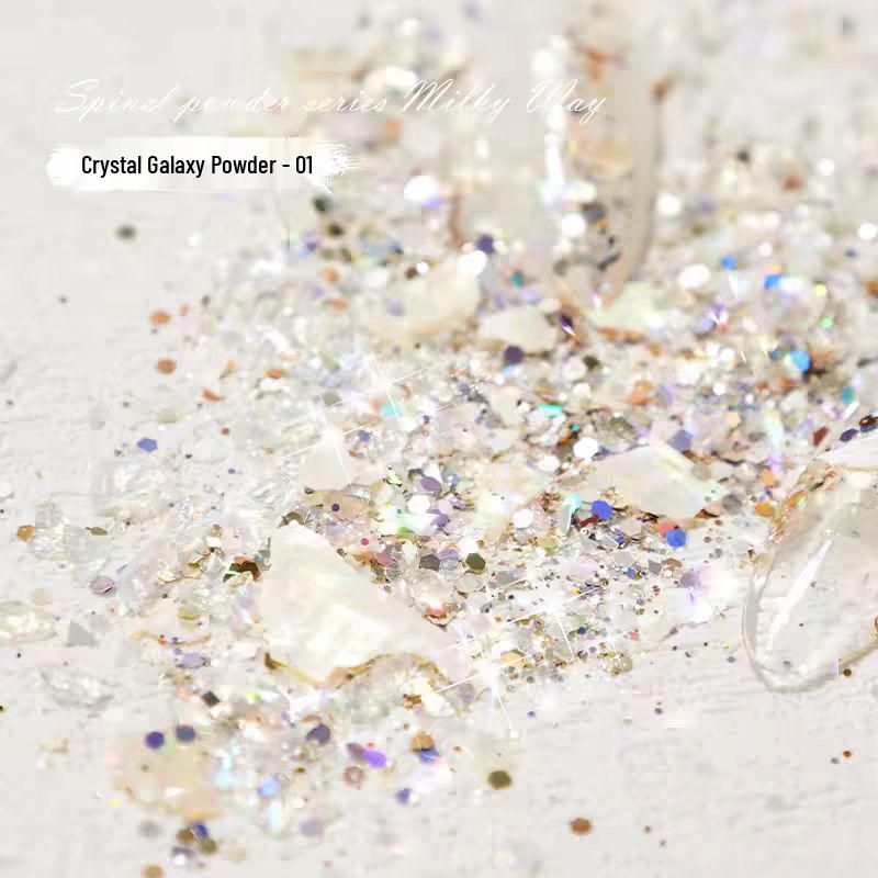 Ultra-Sparkly Crystal Galaxy Nail Art Powder with Super Thin Shell Glitter Sequins