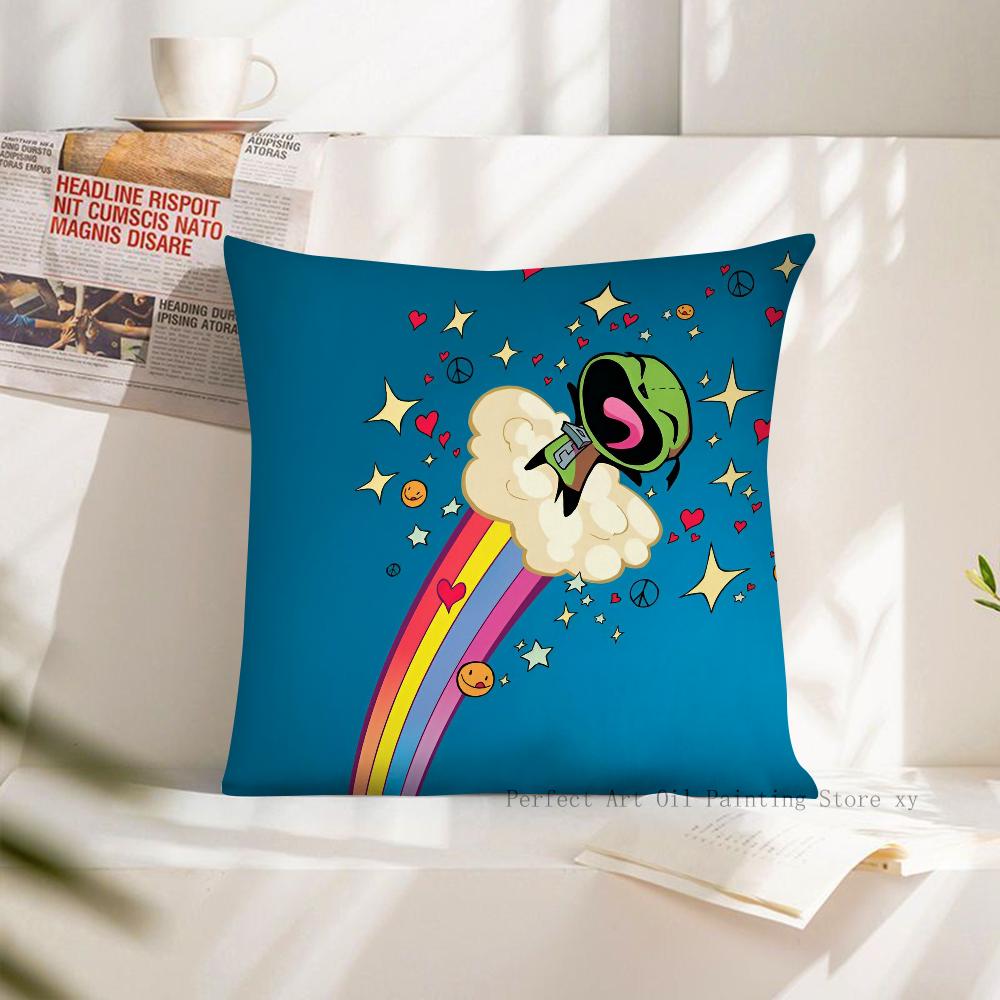 Cartoon Pillow Case Fashion Square Pillowcase Bedroom Sofa Room Ins Decoration Leisure Invader Zim Cushion Cover 40x40