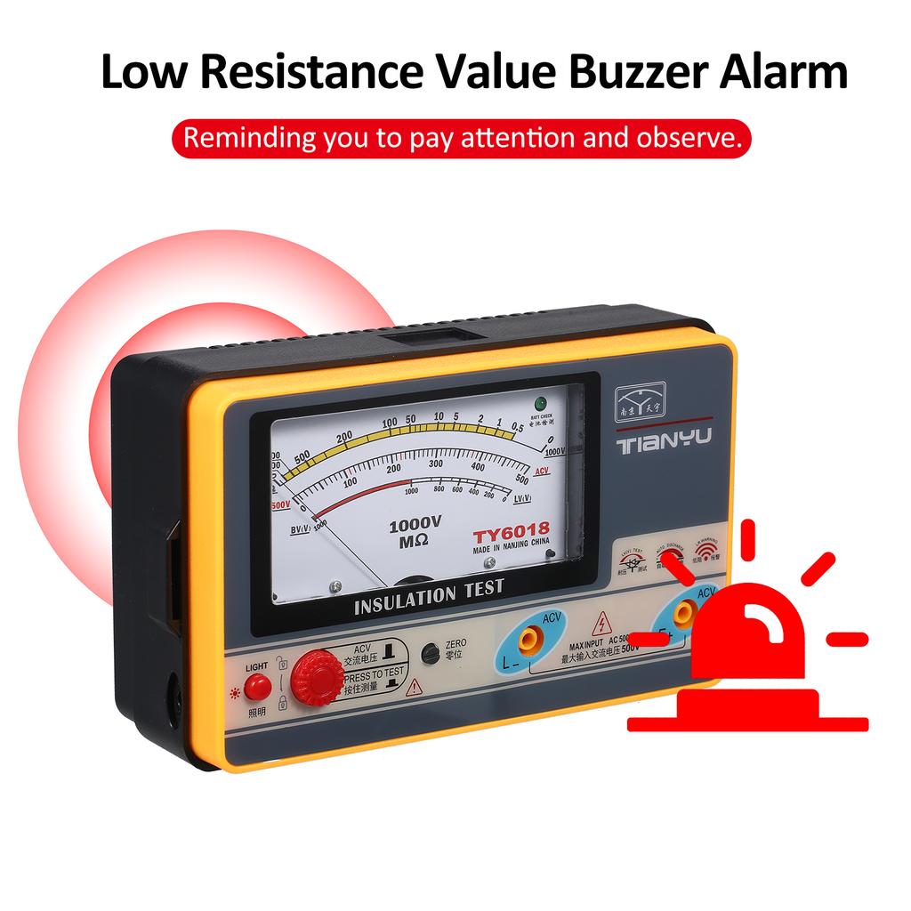 Insulation Resistance Meter Digital Ohmmeter  Handheld Insulation Tester Megameter 0 2000M Ohm  1000V High Accuracy