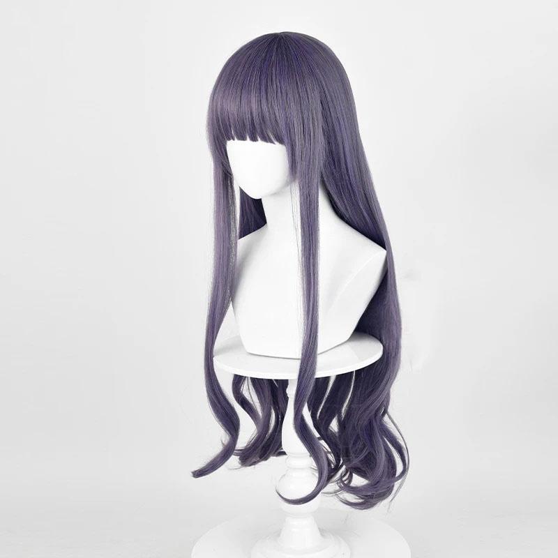 Daidouji Tomoyo Cosplay Perücke Lang Lila Grau Lockig Unisex Hitzebeständiges Synthetisches Haar Anime Party Perücken + Perückenkappe