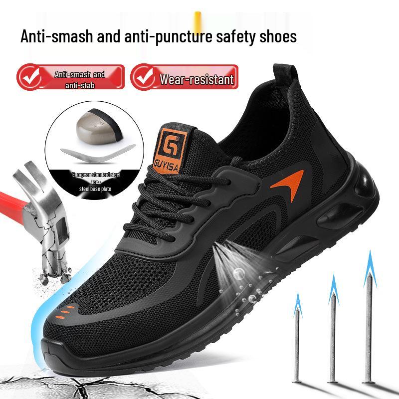 Men's Steel Toe Cap Safety Shoes: Breathable, Anti-Smash, Anti-Puncture, and Wear-Resistant for Cross-Border Labor Protection.