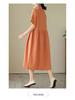 2024 Summer Japanese Style Cotton-Linen Polo Collar Midi Dress for Women