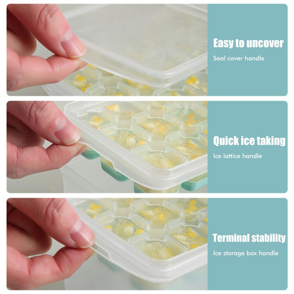 24 Grid Ice Cube Tray with Lid Covered Ice Cube Trays No Spill Ice Cube Cube Box Silicone Ice Cube