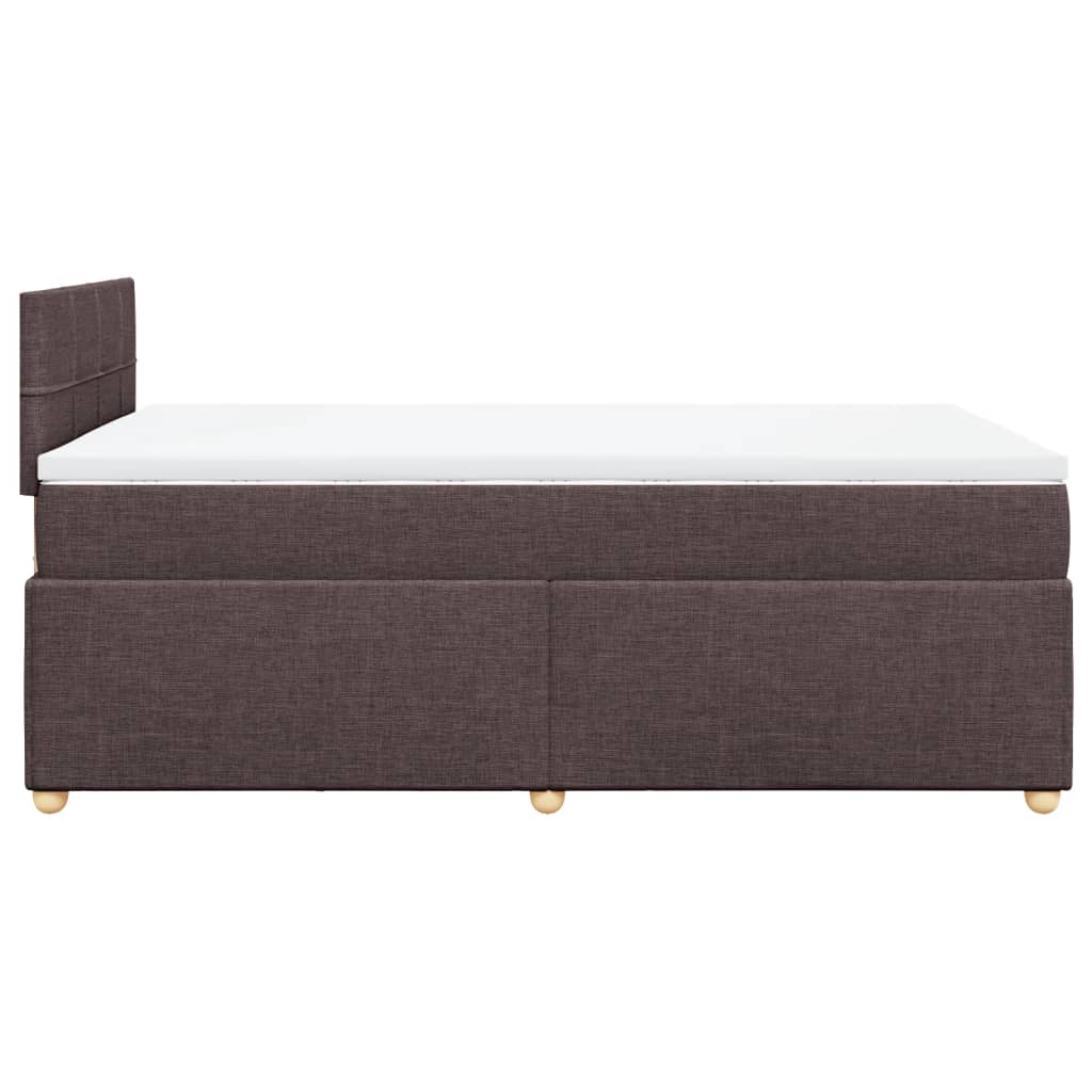 Box Spring Bed with Mattress Dark Brown 120x200 Cm Fabric