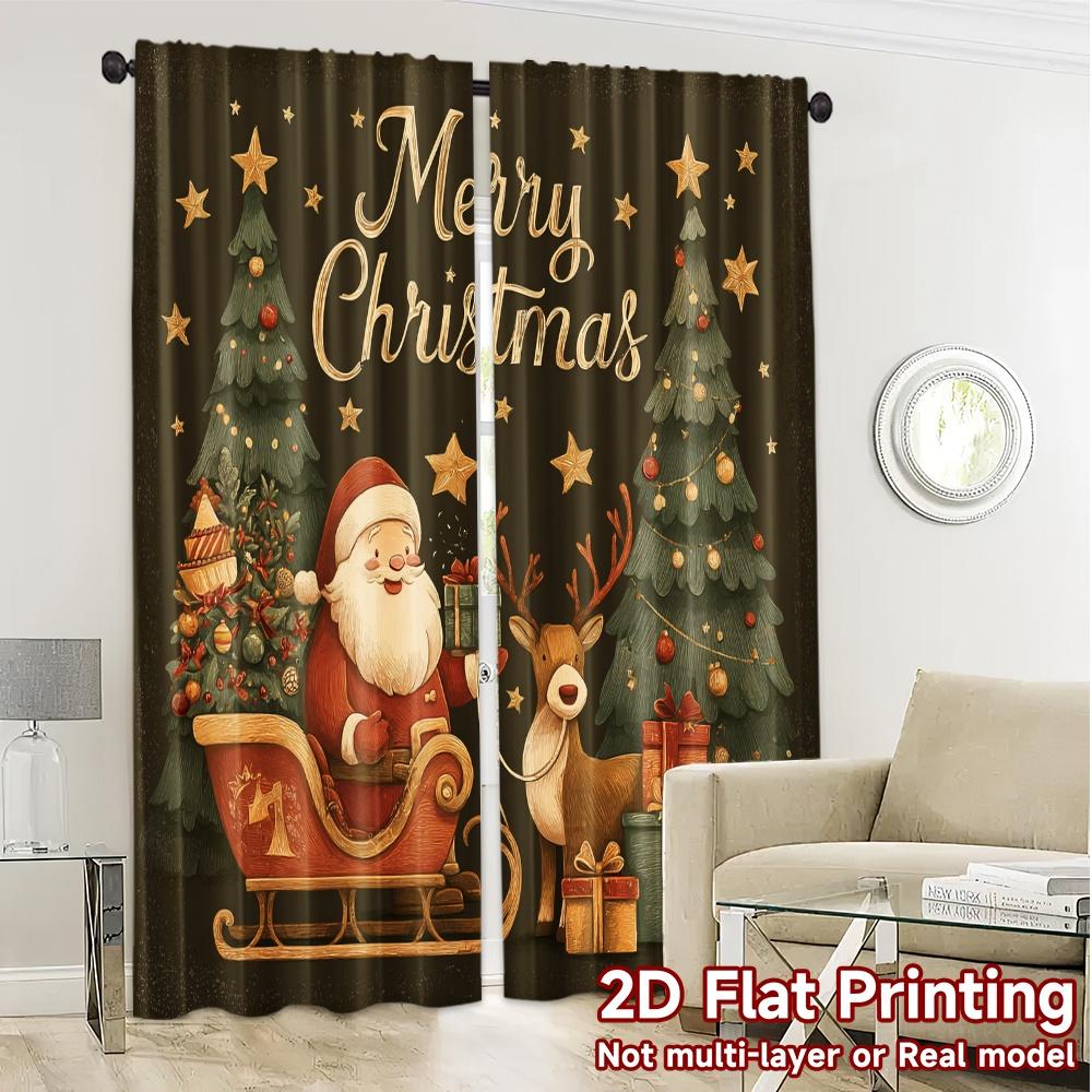 2D Flat Printing  JIT 2pcs   Curtains (Without Rod) Festive Wonderland(5) Fashionable Chic Curtains Polyester Easy Install