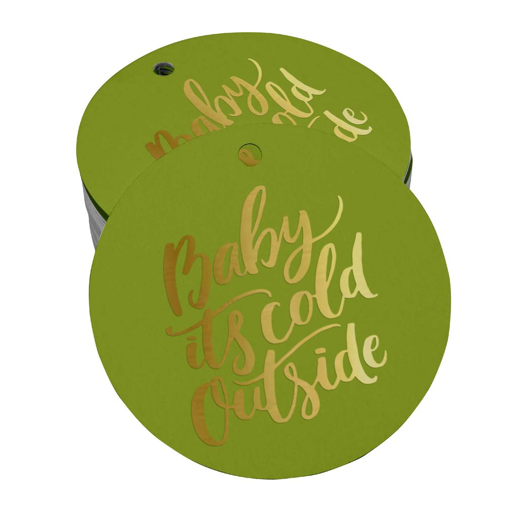 Inkdotpot Real Gold Foil Baby It's Cold Outside Baby Shower Tags Favor Hang Paper Tags 100