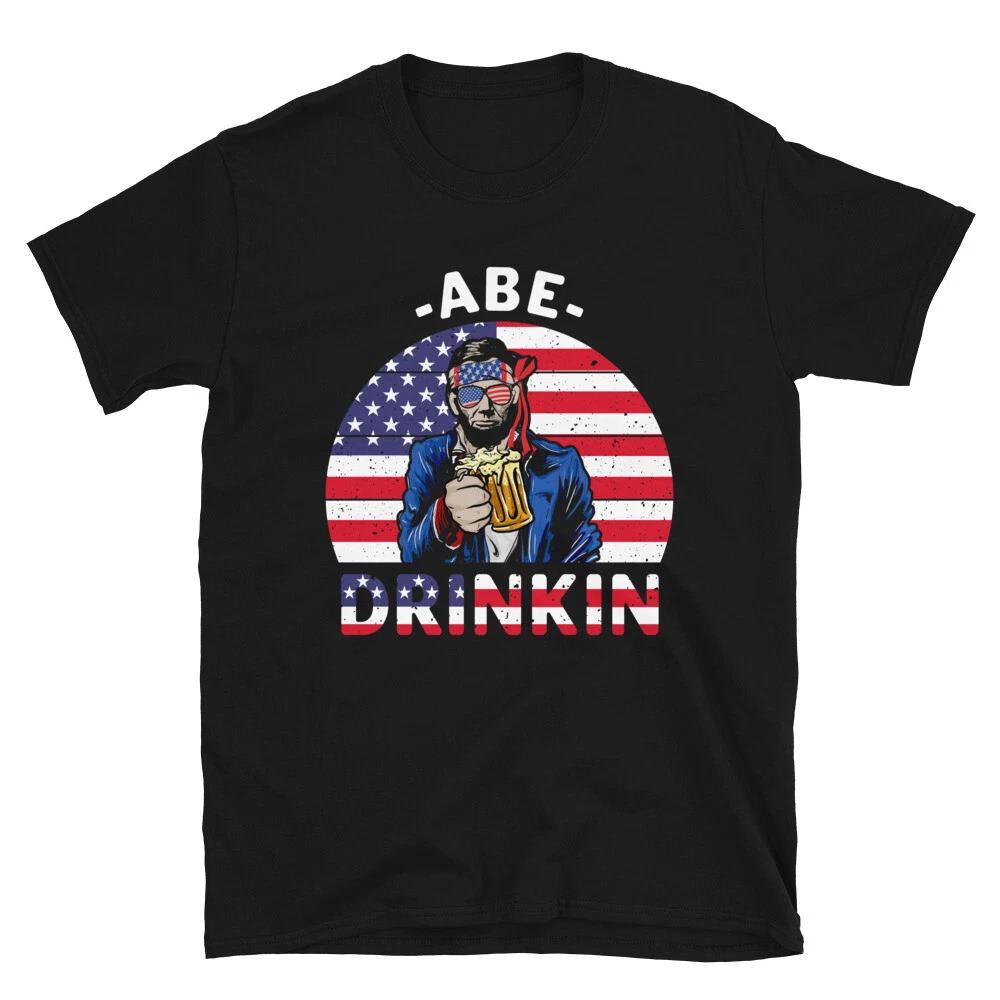 Abe Abrahim Lincoln July 4th of July USA US Flag T-Shirt S
