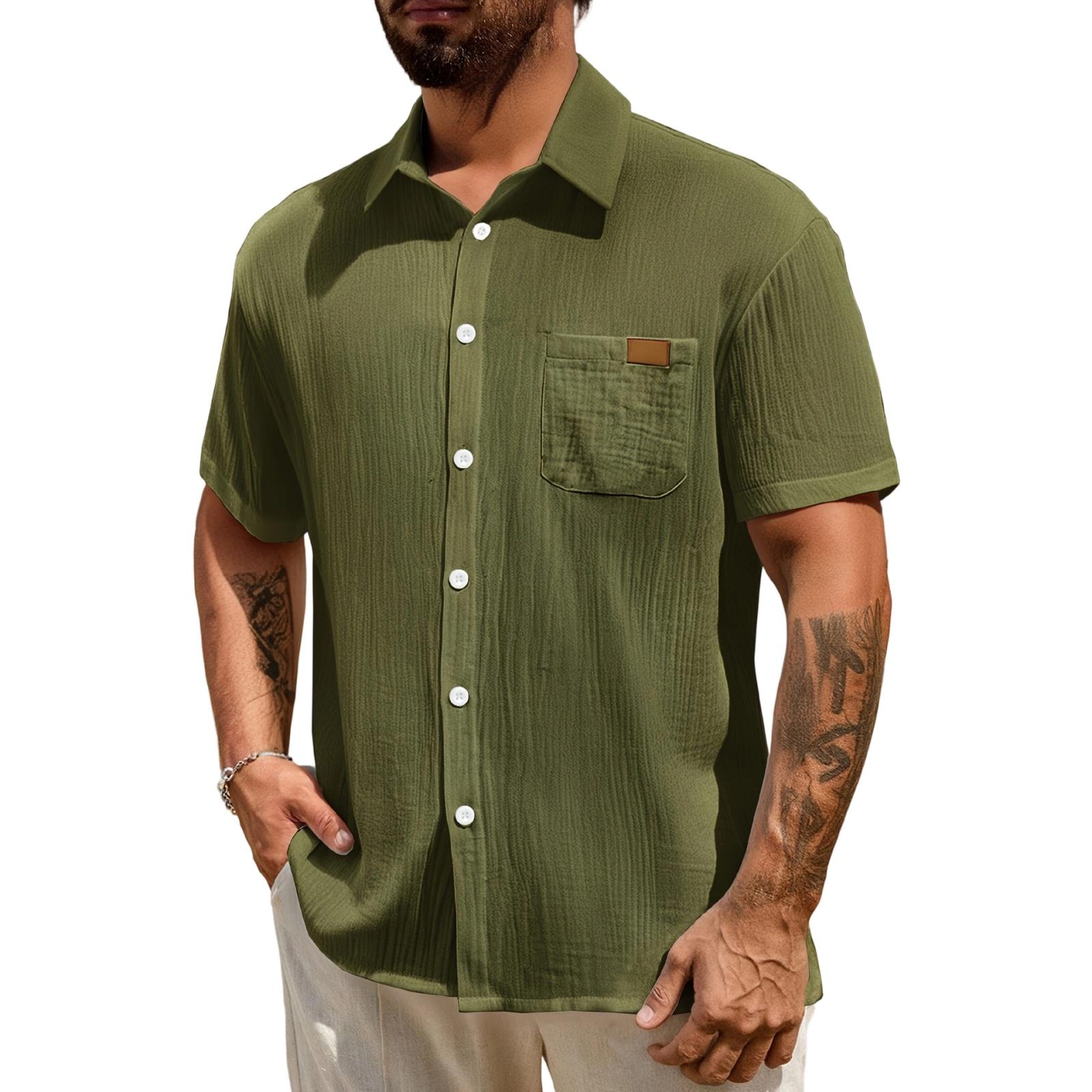 Men s Casual Long Sleeve Button Down Shirt Lightweight Breathable for Vacation S