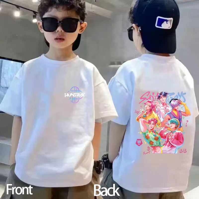 Kids Kpop Demon Hunters Children's T Shirt Short Sleeve T-shirt Cute Kpop Demon Hunters Tiger Harajuku Tshirt for Boys Girls