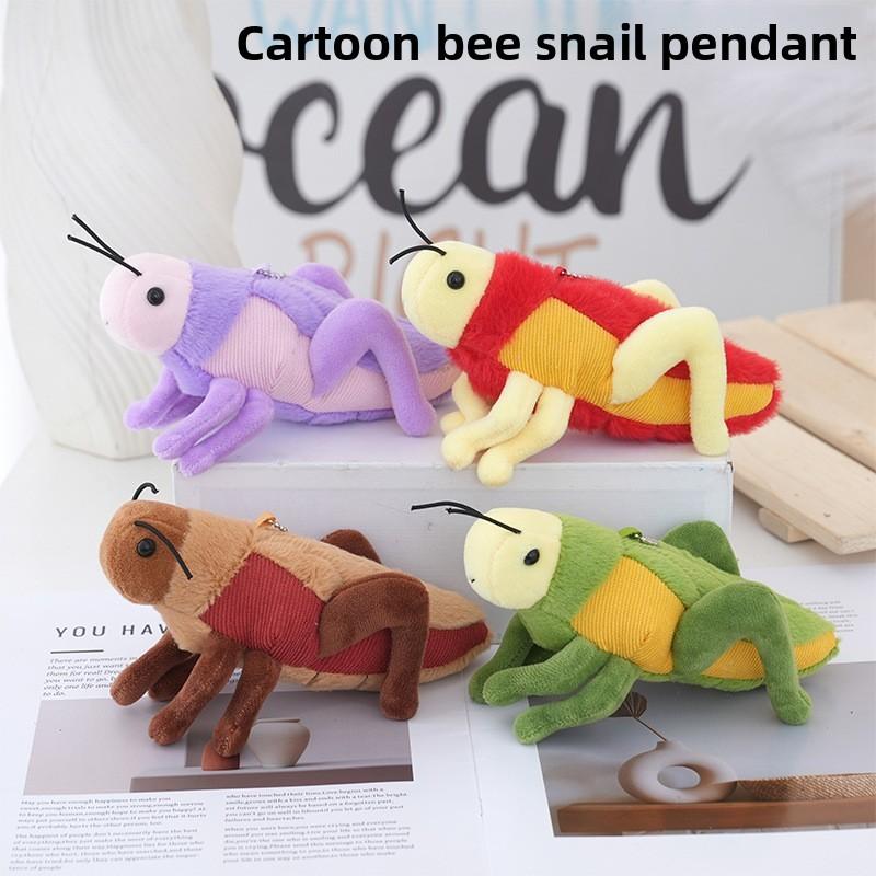 Cute Plush Grasshopper Keychain Toy With Pp Cotton Filling For Bag Decor
