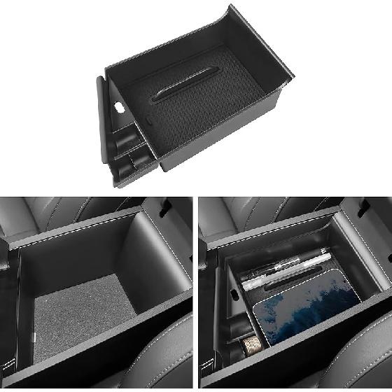 YOJOJOCO Center Console Organizer Compatible With Hyundai -2025 2026 Elantra Accessories (NOT Fit Manual Hand Break Models) Black ABS Plastic