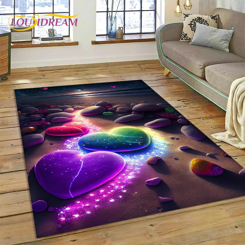 2025 New Style Colorful Pebble Rainbow Road Beach Stone Scenery Carpet Rug for Living Room Bedroom Home Sofa,Non-slip Floor Mat
