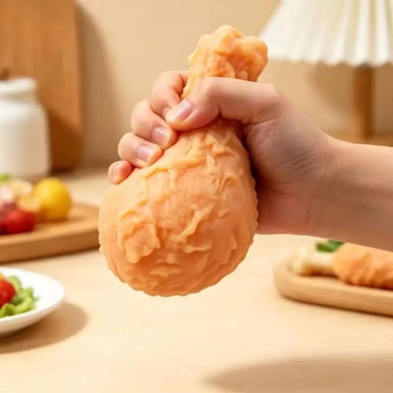 New Decompress Big Fried Chicken Leg Pinch, Creative Oversized Fried Chicken Leg Malleable Fluid Ball Stress Relief Toy