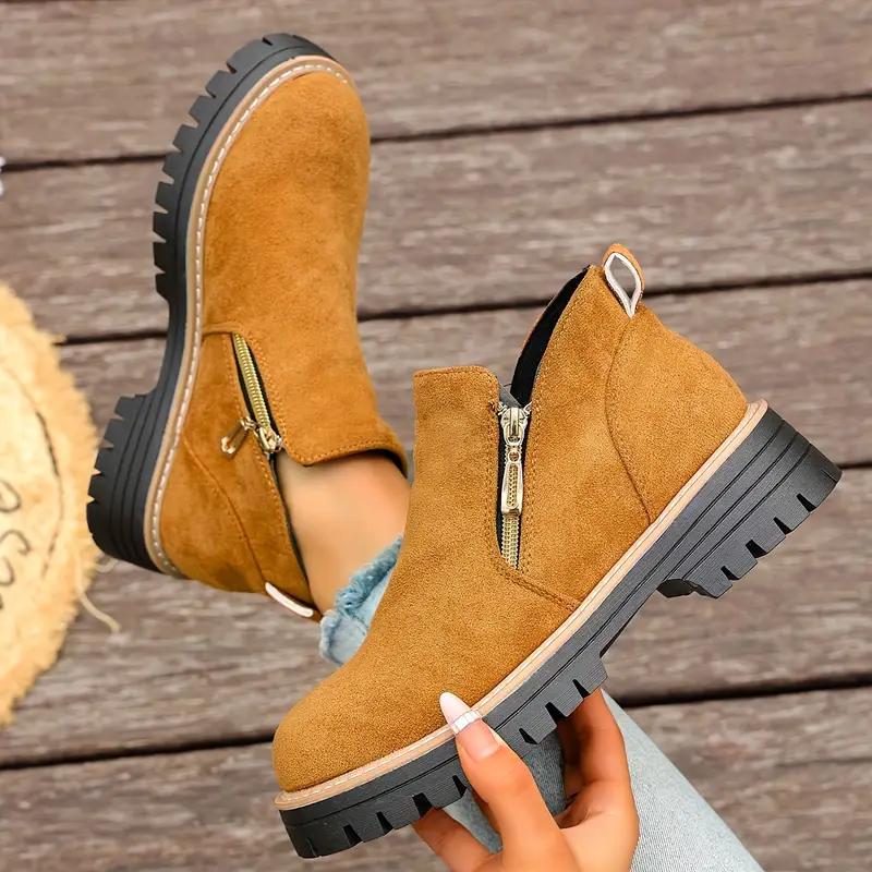 New Women Ankle Boots Fashion Casual Side Zipper Shoes Comfortable Big Size Shoes Women Outdoor Chelsea Short Boots Women