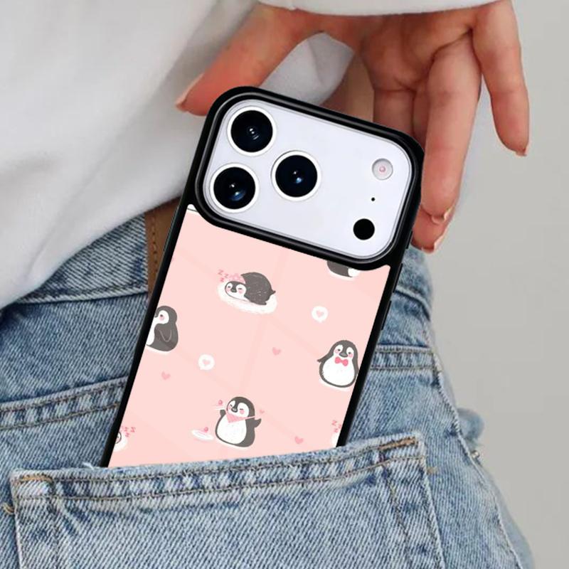 Cute Penguin Pattern Phone Case for iPhone 16e 15 14 13 12 17 Pro Max Plus Air 17pro Cover Coque