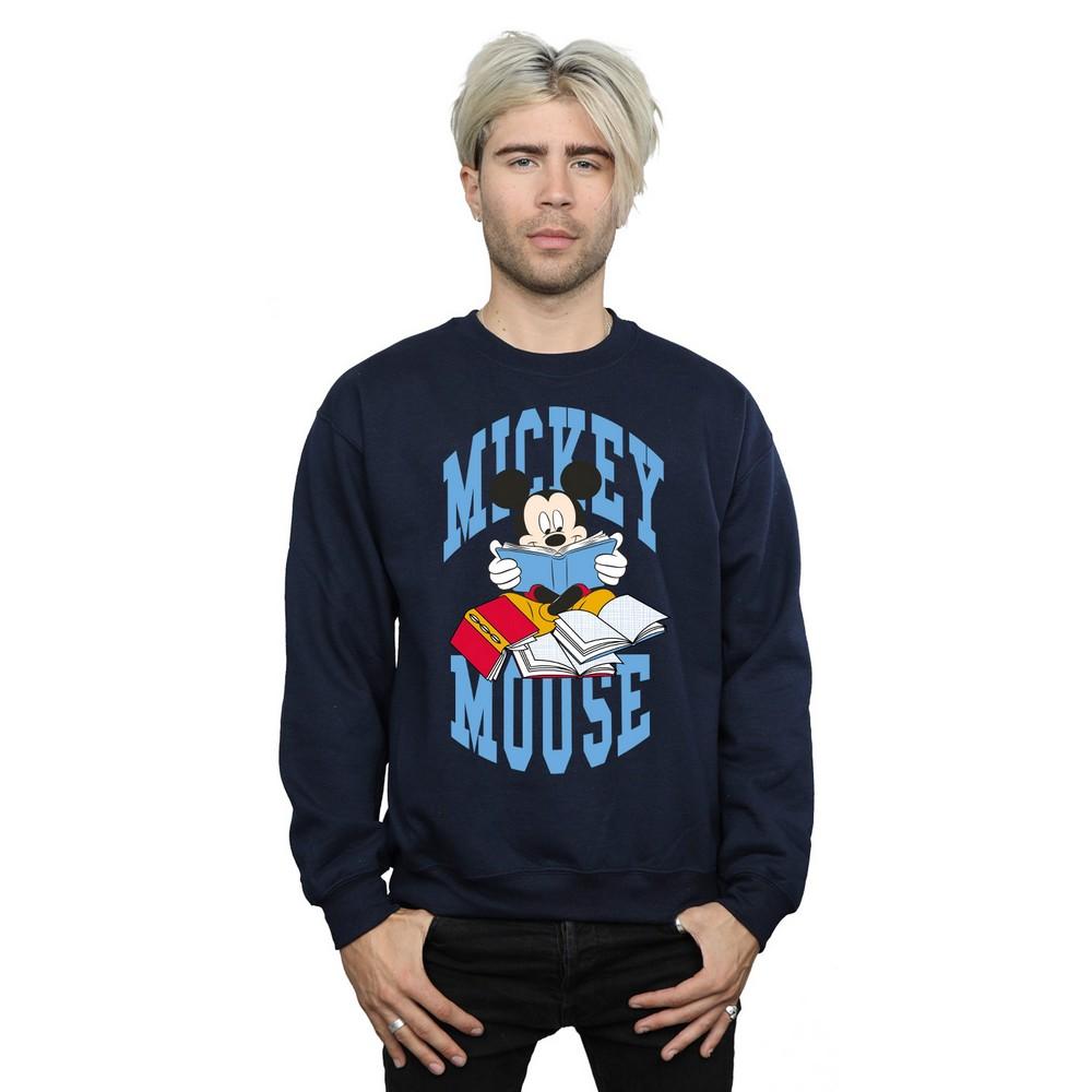Disney Mens Reading Books Mickey Mouse Sweatshirt