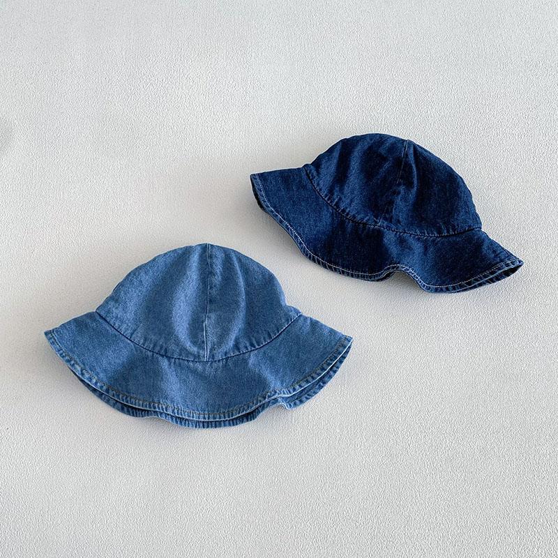 Baby Summer Rompers 3-24M Loose Boys Clothes Thin Toddler One Piece Solid Color Girls Denim Overalls + Hat