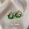 Mori Small Fresh Green Shell Handmade Silver-plated Needle Earrings Femininity Elegant New Earrings