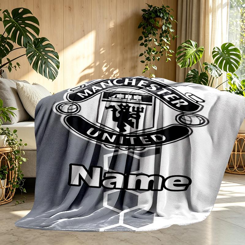 Custom Name Personalized Manchester United F.C Print Blankets, Home Decor, Bedroom, Sofa, Camping, Couch, Gifts for Birthday Christmas