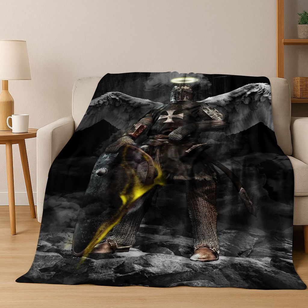 Templar Blood Knight Honor Holy Crusader Cartoon Flannel Blanket,Cozy Soft Throw Blanket for Home Bedroom Bed Sofa Cover Gift