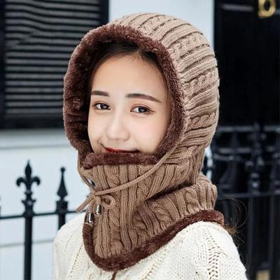 Frauen Mode Warme Winter Strickmütze Schal Frauen Warme Maske Dicke Mädchen Weibliche Kappen Mode-accessoires