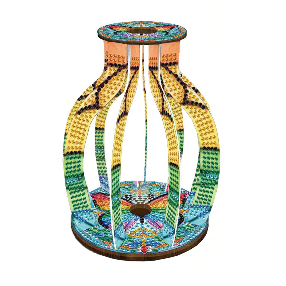 Acrylic Wood Colorful Pattern Diamond Mosaic Rhinestones Vase Diamond Painting 3D Vase Decor for Home Office Decor