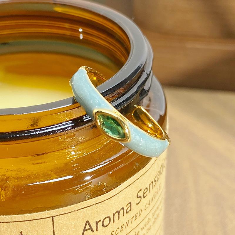 Macaron Color Color Color Enamel Zir*****Pen Ring Niche Stacking Wearing Temperament Light Luxury High-End Ring Women'S Model